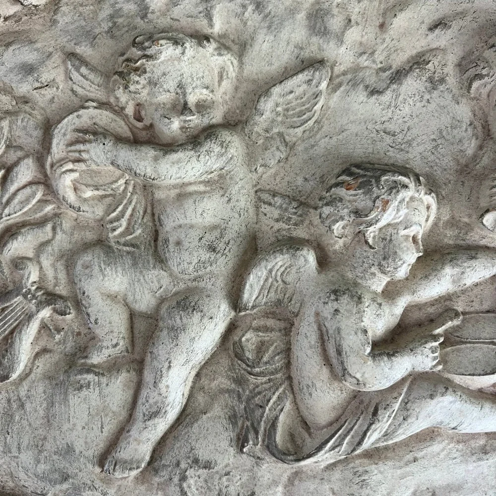 Vintage Style Musical Cherubs Putti Wall Plaque Rococo Style Cream 18x11 Oval